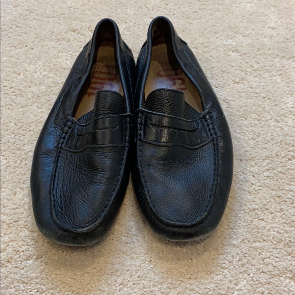 1901 black leather loafers